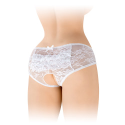 Culotte ouverte Amanda blanche ouverture entrejambe coquine fantaisie tissu confortable adaptable