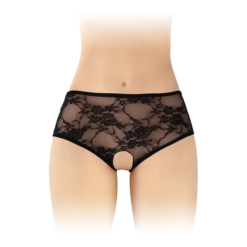 Culotte ouverte Amanda noire Fashion Secret dentelle froufrous noeud extensible taille unique