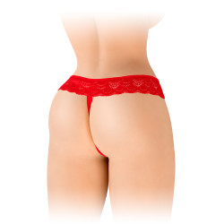 String ouvert Alicia rouge coquin dentelle finition sensuelle tissu confortable extensible