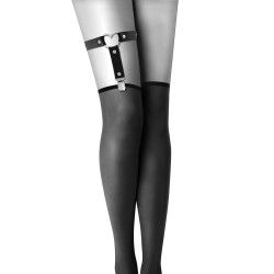 Jarretière réglable coeur Bijoux pour toi fetish noir cœur argenté lanières cuir sexy