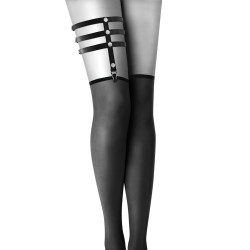 Jarretière ajustable rivets Bijoux pour toi fetish noir 36-44cm simili cuir rivets métal