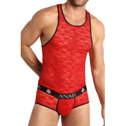 Débardeur sexy en dentelle rouge transparente Anaïs For Men pour séduction et confort
