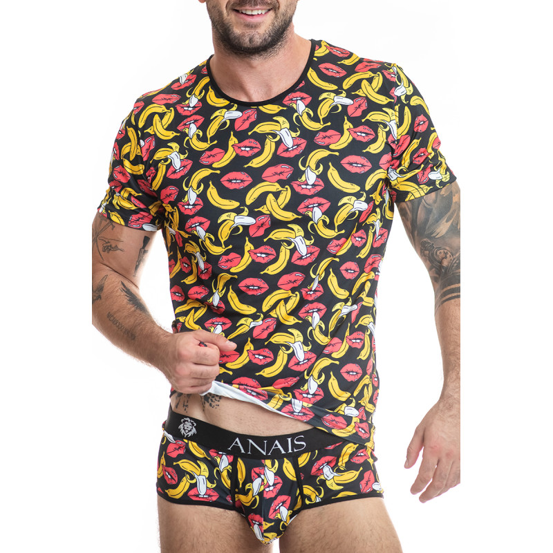 T-shirt sexy Anaïs For Men décor bananes et lèvres pulpeuses pour style audacieux
