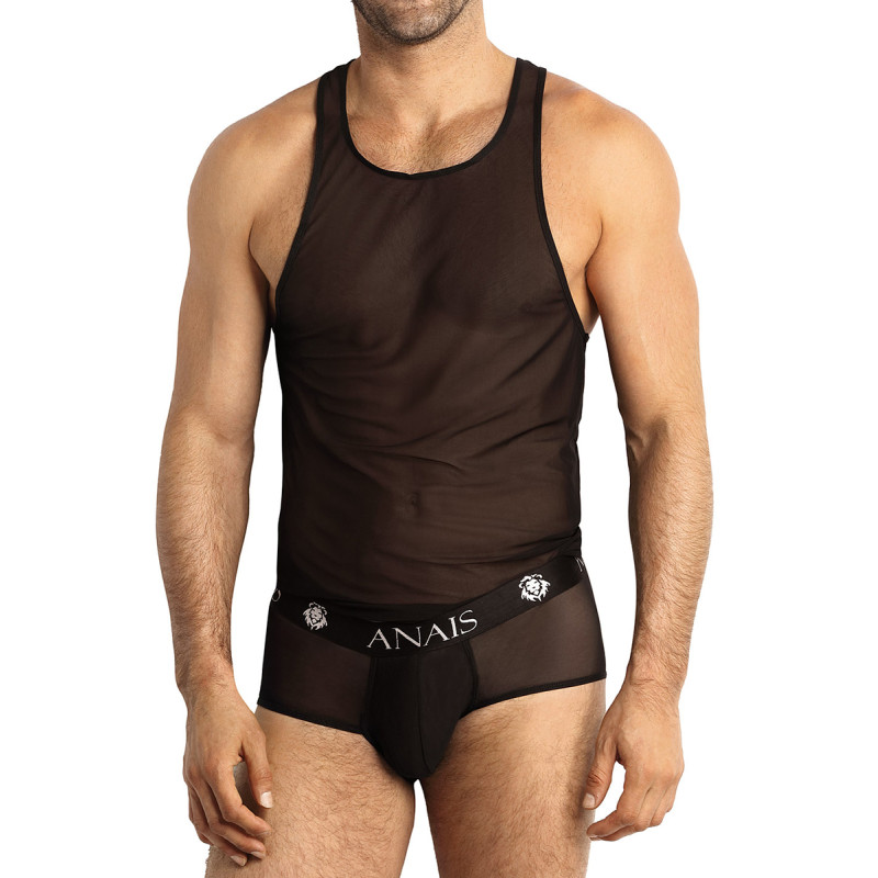 Débardeur sexy Anaïs For Men tulle noir transparent doux pour séduction et confort