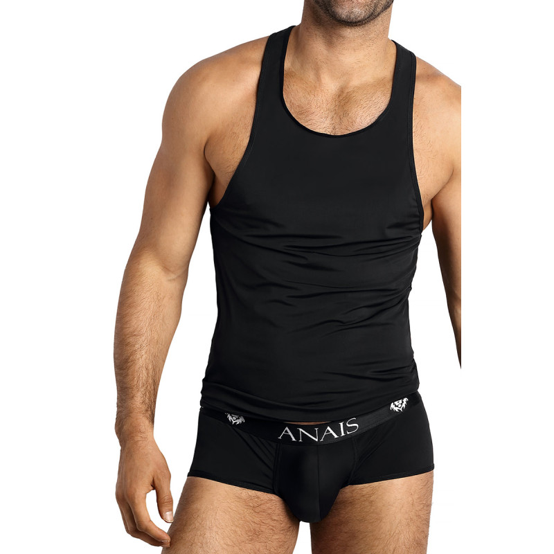 Débardeur sexy Anaïs For Men tissu noir doux et élastique pour style et confort