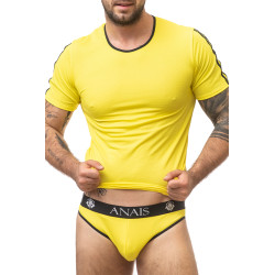 T-shirt sexy Anaïs For Men tissu jaune texturé esprit gaufré pour style audacieux
