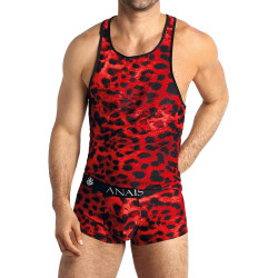 Débardeur sexy Anaïs For Men tissu doux rouge et noir motif animal pour style audacieux