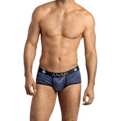 Shorty sexy Anaïs For Men tissu bleu rayures transparentes et brillantes pour style audacieux