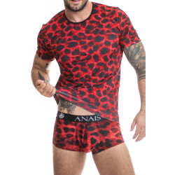 T-shirt sexy Anaïs For Men tissu doux rouge et noir motif animal pour style audacieux