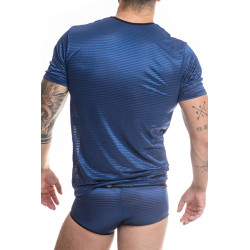 T-shirt sexy Anaïs For Men design rayé bleu profond pour séduction masculine élégante
