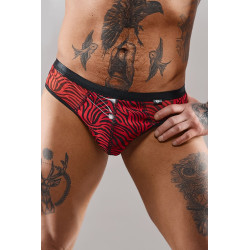 Slip brésilien zébré rouge et noir Regne pour style audacieux et séduction