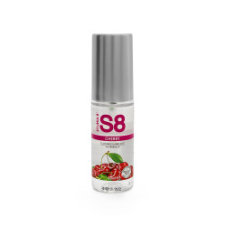 Flacon de 50 ml de Lubrifiant S8 parfumé cerise avec étiquette rouge indiquant le parfum.