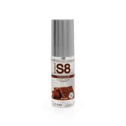 Flacon de 50 ml de lubrifiant chocolat embrassable, design ergonomique et flacon pompe sécurisé.