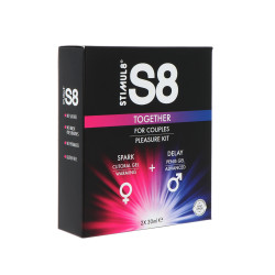 Coffret plaisir duo pour le couple, design compact avec gels spécialisés pour intensifier les sensations.