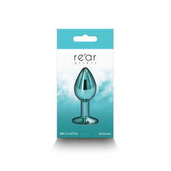 Accessoire intime Rea Assets plug anal en aluminium, bijou vert chromé, taille S.