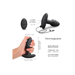 Vue de face du plug anal télécommandé, combinant billes rotatives et vibrations pour sensations intenses.