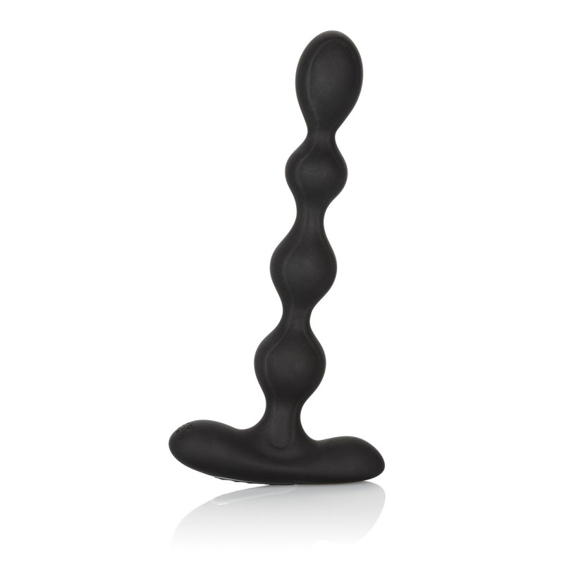 Chaîne anale vibrante en silicone souple, 12 modes de vibrations, présentée sur fond neutre.