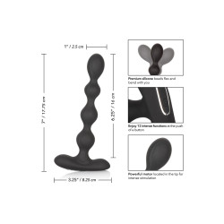 Vue de face de la chaîne anale vibrante, silicone haute qualité et finition lisse pour confort et stimulation.